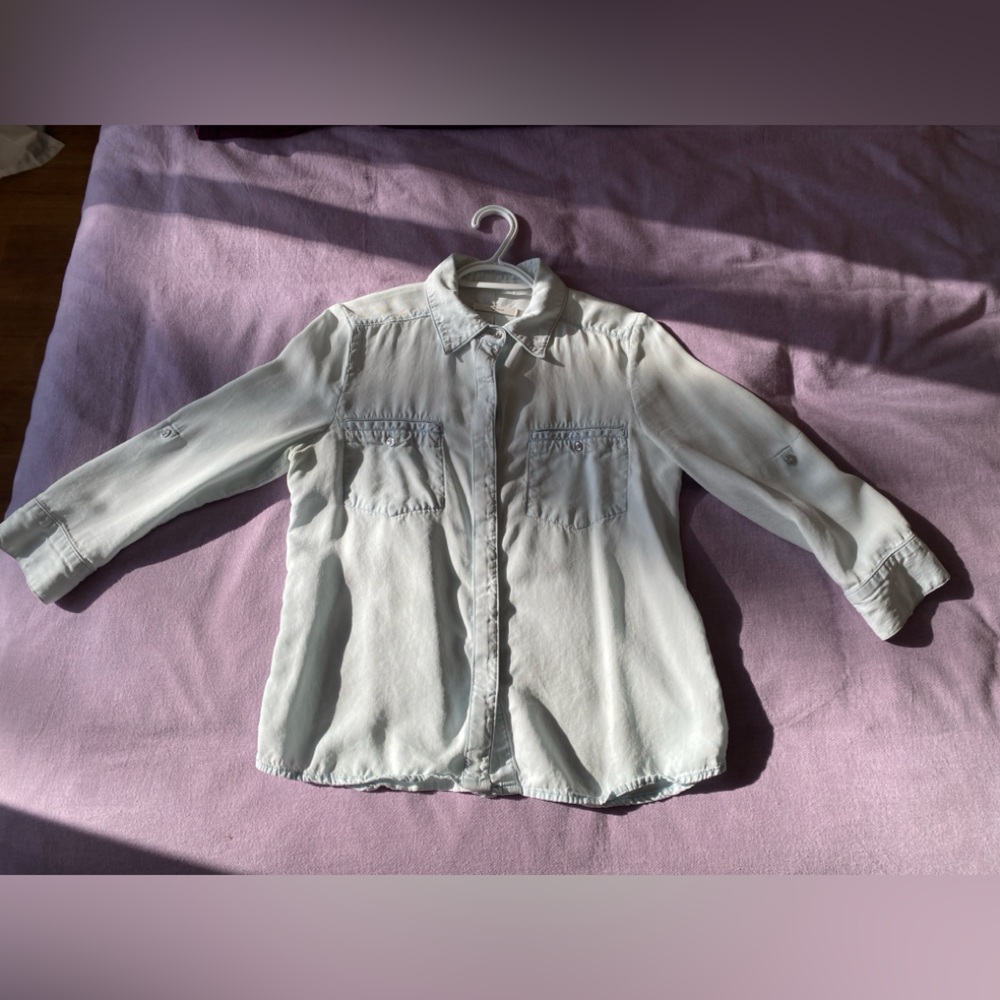 7 for all Mankind | M chambray 3/4 sleeve button down shirt